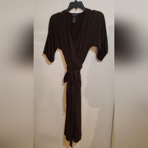 Chocolate brown easy to wear wrap around dress